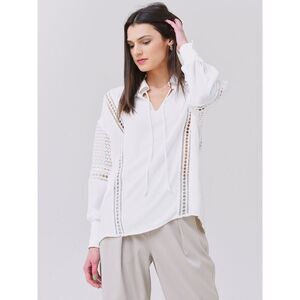 BROCHU WALKER Kaia Blouse white long sleeve lace eyelet blouse size XS